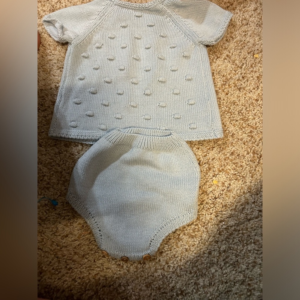 Mi Lucero Baby boy Size 0 Months Button Up Back Knit Sweater and diaper cover
